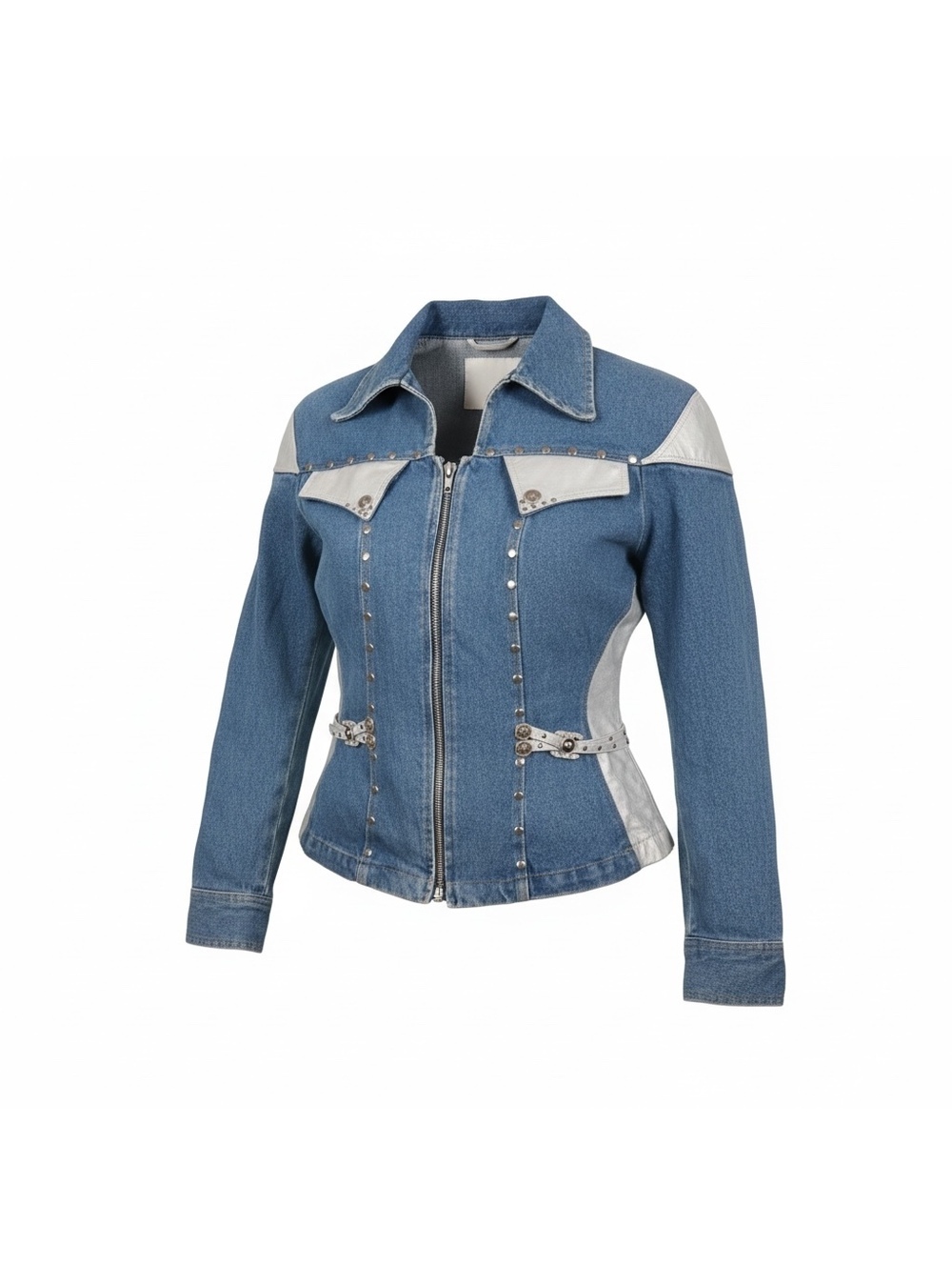 Vintage Two-Tone Denim Studded Western Jacket